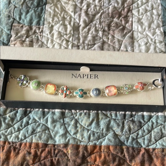 Napier Jewelry - Napier Green and Orange Charm Bracelet